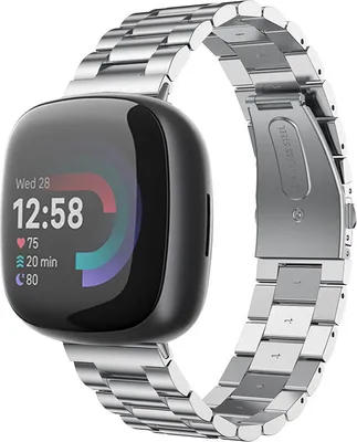 Produktbild von Strap-it Fitbit Versa 4 Stahlarmband (Silber)