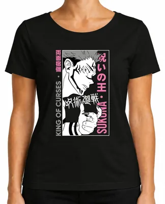 Productafbeelding van Jujutsu Kaisen SUKUNA, Koning van de Vloeken, Anime, Esthetisch T-shirt voor dames, zwart, maat 3XL
