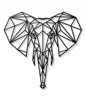 Produktbild von Geometrische Wanddekoration aus Metall, Elefantenkopf 58 x 61 cm