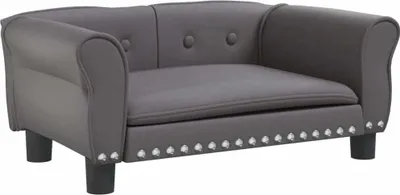 Zdjęcie produktu dla vidaXL Szare legowisko dla psa 70x45x30 cm imitacja skóry