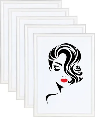 Produktbild von 3er 5er Set Classic Leichter Kunststoff Bilder Foto Rahmen Poster Schutz BD - Farbe: 5er Pack Weiß | Format: 30x42 DIN A3