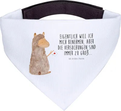 Produktbild von Mr. & Mrs. Panda Bandana Alpaka Fahne - Weiß - Geschenk, Hunde Hals Tuch, Lamas, Alpakas, Liebe, Lama, Dreieckstuch, Halstuch Für, Hundehalstuch