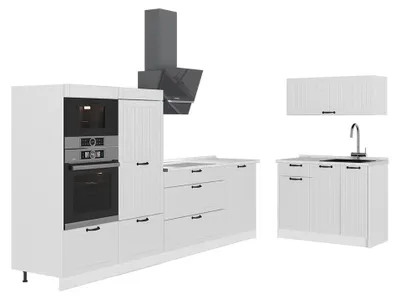Produktbild von Küchenzeile Vicco Fame-Line Weiß Landhaus/Weiß 380 cm, AP Marmor, Model 64146