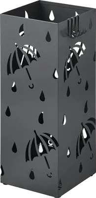 Immagine prodotto di Portaombrelli in metallo - Quadrato - 20 x 20 x 49 cm - Con vaschetta di raccolta e gancio - Moderno - Nero