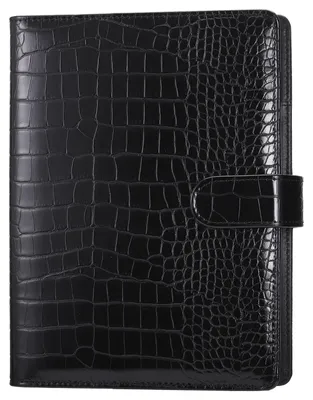 Immagine prodotto di Agenda ad anelli - Formato A5 - 6 anelli - Chiusura magnetica - Nero, Pelle finta ricaricabile - Per viaggi e scuola