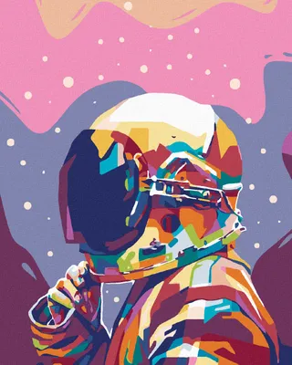 Obrázok produktu pre Zuty - Diamantové maľovanie - ASTRONAUT V DÚHE, 40x50 cm, bez rámu a bez vypnutia plátna