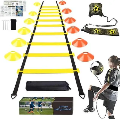 Produktbild von Famanu Trainingsset für Fußball - Geschicklichkeitsleiter, 12 Sportkegel, Traptrainer