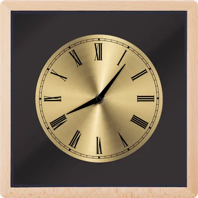 Produktbild von Navaris Analog Holz Wanduhr Quadrat Design - 30 x 30 x 3,5cm - analoge Hängeuhr Uhr zum Aufhängen mit goldenem Ziffernblatt - Holzuhr Hellbraun