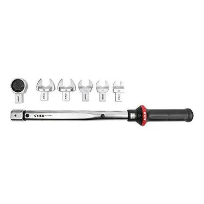 Zdjęcie produktu dla Stier Multi + 62125128 Klucz dynamometryczny 40-200 Nm 7-częściowy zestaw z narzędziami mocującymi i nasadką czworokątną