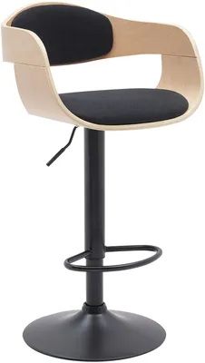 Produktbild von CLP Barhocker Kingston höhenverstellbar drehbar mit schwarzem Metallgestell natur/schwarz Material Stoff