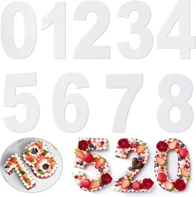 Produktbild von Backform, Zahlen, große Backformen, Set, Kuchenform, Zahlenform, 25 cm, Tortenform, Zahlen 0-8, große Anzahl Backkuchenform für Geburtstag, Hochzeit, Jubiläum, Tortendekoration, 9 Stück