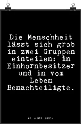 Produktbild von Mr. & Mrs. Panda Bild Die Menschheit lässt sich... DIN A4 - Schwarz - Geschenk, Wandbild, wanddeko, Menschen, Sprüche, Spruch, witzig, Phantasie, drucke, Plakat, Einhorn