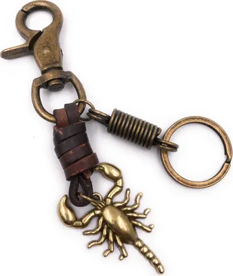 Produktbild von Onwomania Schlüsselanhänger Skorpion Leder Tier Scorpio Sternzeichen Metall Anhänger Charm