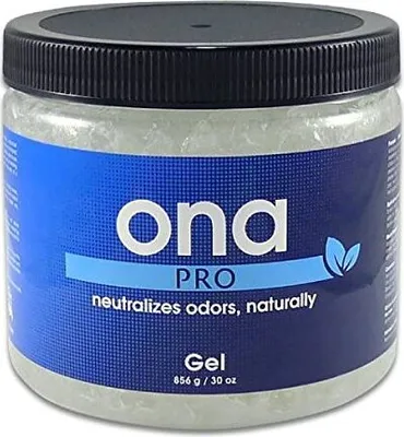 A jar of ONA Gel Pro odor neutralizer.