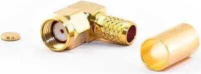 Produktbild von RP-SMA Stecker gewinkelt 90° für H155 Kabel Crimp Version