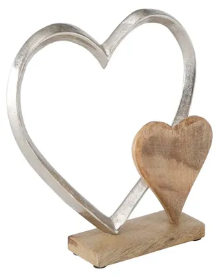 Produktbild von Dekoaufsteller Carolyn Herz Mangoholz Aluminium  28 cm x 23 cm