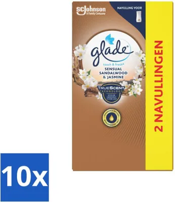 Produktbild von Glade - Touch & Fresh Nachfüller - Sinnliches Sandelholz-Jasmin - 2 × 10 ml - Vorteilspack - 10 Stücke