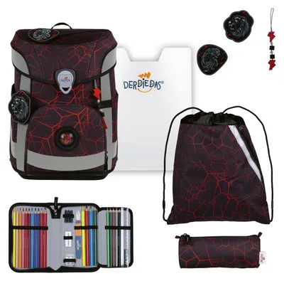 Productafbeelding van DerDieDas schooltas ErgoFlex Easy Superflash Set 6-delig Wild Spirit zwart