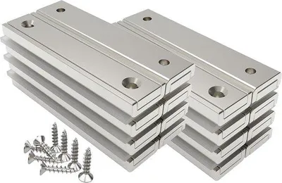 Productafbeelding van Famanu Rechthoekige magneten - Sterke hechtkracht - 16 stuks - Staal - 60 x 13,5 x 5 mm