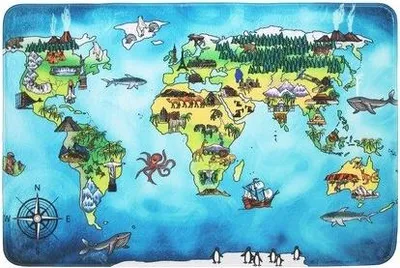 Zdjęcie produktu dla 110x160 cm Antypoślizgowy dywan Mapa świata