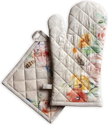 Image de Lot de plats en coton beige, 19 x 33 cm, 20 x 20 cm, pour le barbecue, la cuisine et la cuisson au four