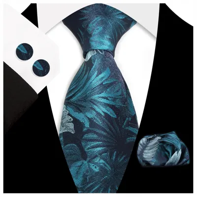 Produktbild von Luvu Herren Krawatten-Set Jacquard Elegant mit Einstecktuch