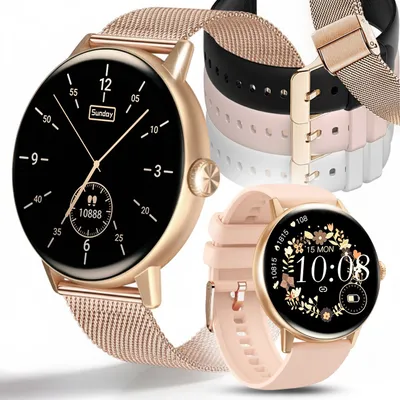 Zdjęcie produktu dla Smartwatch Damski Złoty Zegarek Pl Menu Rozmowy Dykatfon Zdjęcia Tłumacz Ai