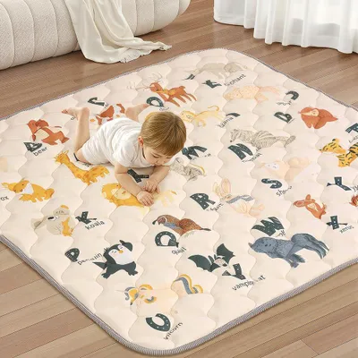 Produktbild von Spielmatte 127x127 cm, faltbar, waschbar, beige, rutschfest, für Kinder