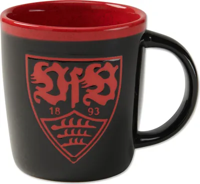 Produktbild von VfB Stuttgart Tasse Wappen schwarz mit rotem Logo Keramik 0,3 l Becher