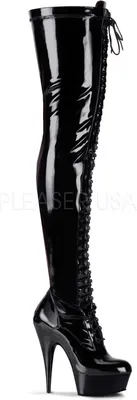 Produktbild von PLEASER DELIGHT-3023 High Heel Overkneestiefel mit Plateau und Schnürung
