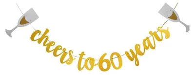 Goldene Glitzer-Banner zum 60. Geburtstag, Partydekoration