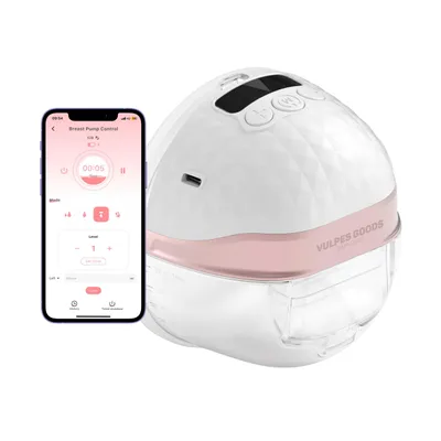 Image de Vulpes Goods Tire-lait individuel, Avec APP, Tire-lait Électrique Portable avec 4 Modes et 36 Puissance, 19mm/21mm/24mm/28mm Bride, Tire-lait, 30 Sachets de conservation du lait maternel inclus, 1 pièce, PRO V2