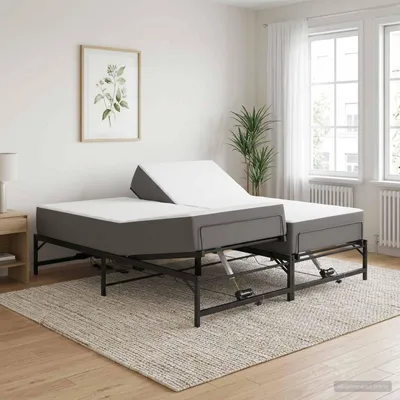 Obrázek produktu pro Maison Exclusive – Elektricky nastavitelná postel, černá, 96 x 200 cm, ocelová konstrukce