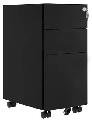 Produktbild von Archivschrank mit 3 Schubladen – Schwarz – Metall – 45 x 30 x 61 cm – Abschließbar