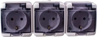 Produktbild von Aufputz Schuko Feuchtraum Steckdose IP54 mit Abdeckung Rauch Glas 1 bis 3 fach