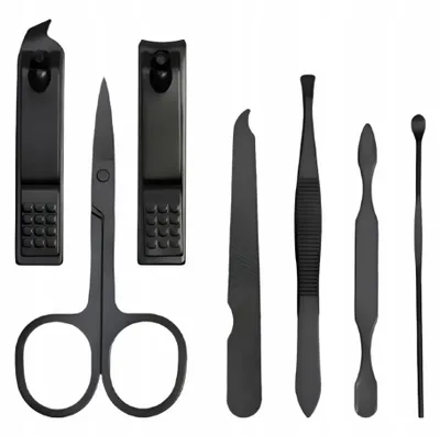 Produktbild von Maniküre Pediküre Set – Nagelpflege Set mit Nagelfeile, Pinzette, Nagelknipser & Schere im Etui