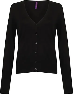 Produktbild von Henbury H726 | Damen Lightweight V-Neck Short Cardigan - Farbe: Black - Größe: 4XL