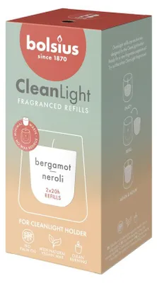 Immagine prodotto di Bolsius - CleanLight Refill - Candela profumata ricaricabile - Bergamotto e Neroli - Solo ricariche - 2 pz - Brucia per 20 ore - Contiene cera vegetale naturale - Concetto sostenibile