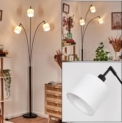 Produktbild von Schiavonea Stehlampe aus Metall/Stoff in Schwarz/Chromfarben/Weiß