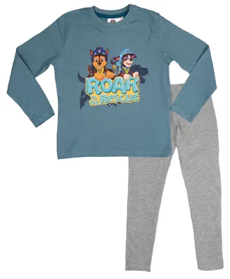 Produktbild von Paw Patrol Schlafanzug für Jungen - Roar to the rescue Kinder Pyjama Set Langarm Oberteil mit Hose Grau/Blau 98-104