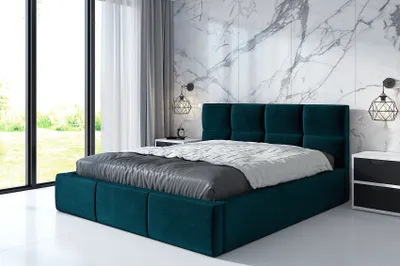 Produktbild von Polsterbett RADIC 160 x 200  plus Matratze und Bettkasten. Möbel vom Hersteller- Handarbeit! Bett Komplett-Set mit Matratze,Bettkasten, Lattenrost & Kopfteil. Modern und robust. Elegantes Bett mit massives Kopfteil und kristallähnlichen Knöpfen.
