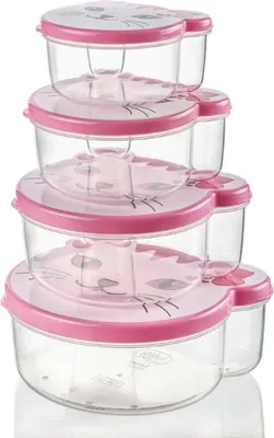 Produktbild von Aufbewahrungsdosen für Kinder - 4er Set mit Tiermotiven, BPA-Frei & stapelbar Katze
