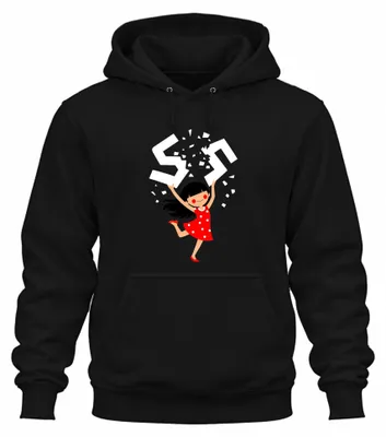Imagen del producto de Sudadera con capucha "Smash Fascism Mädchen Zerstört", diseño sarcástico, estilo "kawaii", color negro, talla M