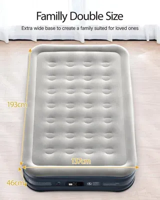 Produktbild von Famanu Luftbett mit Integrierter Pumpe - Selbstaufblasbar - 2 Personen - 193 x 137 x 46 cm - Grau
