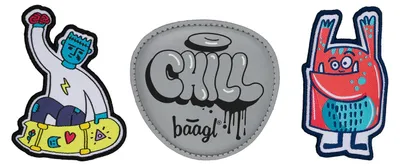 Produktbild von Baagl Klett Patches 3er Set Baaglies Schulranzen Rucksack - Chill Hands Up
