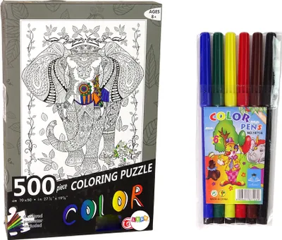 Produktbild von LEAN Toys 14154 Puzzle zum Ausmalen, 500 Teile – Elefant