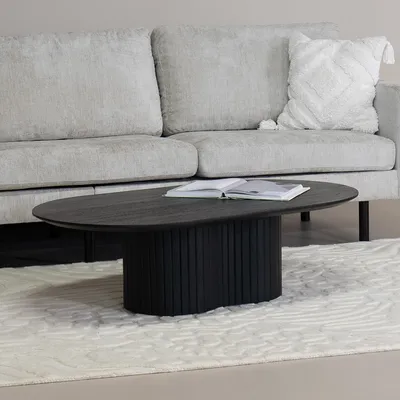 Produktbild von Couchtisch Oval - Schwarz - Mangoholz - 120cm - Couchtisch Ava - Giga Meubel