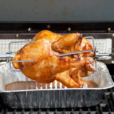 Produktbild von YZNAHRE Fleischklammer für Drehspieß 2er Set Edelstahl Fleischnadel mit Feststellschraube für Gasgrill und Rotisserie Drehspieß Zubehör
