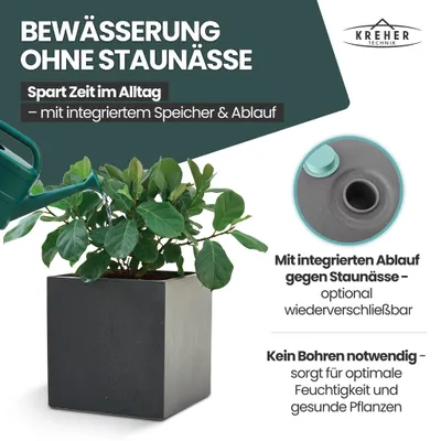 Produktbild von XL Pflanzkasten „Millennium“ 39x39x39 cm - 40L Volumen - Anthrazit - Wetterfester Blumentopf / Pflanzkübel für Garten, Balkon & Terrasse