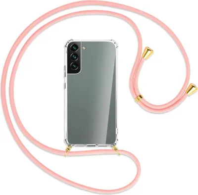 Produktbild von Handykette Backcover-Schutzhülle mit Band (Metall goldfarben) für Samsung Galaxy S22 Plus 5G (S906) - rosa